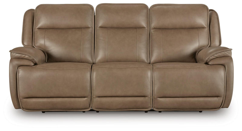 Ashley Furniture Glencroft power reclining sofa with plush cushions and a dark upholstery, designed for comfort and style.