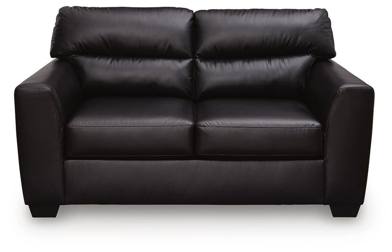 Ashley Furniture Glennbre loveseat with plush fabric and cushioned armrests, perfect for cozy living room seating.