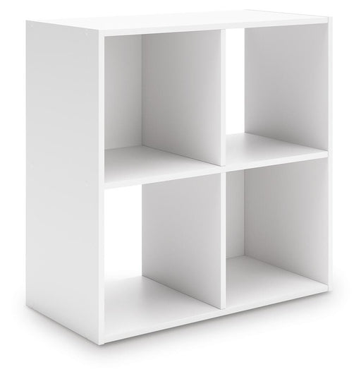 Ashley Furniture Onita Four Cube Organizer with angled design, featuring four open storage cubes for versatile organization.