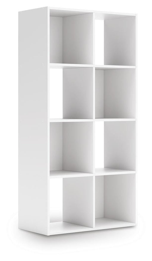 Ashley Furniture Onita Eight Cube Organizer with black wood finish, featuring eight open storage cubes for versatile organization.