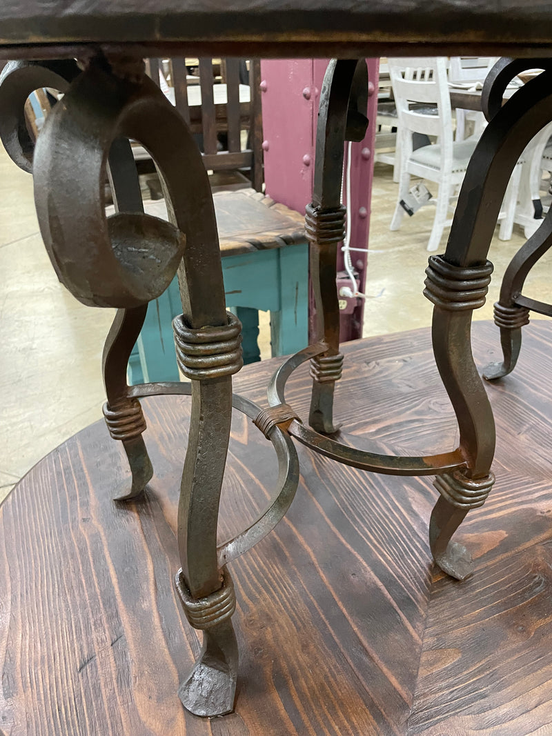 Reclaimed Wood Coffee Table Set with Wrought Iron Base