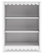 Ashley Furniture Hallityn Bookcase with open shelves and a dark wood finish, shown from a front head-on view.