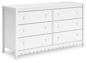 Ashley Furniture Hallityn Dresser with multiple drawers, dark wood finish, and sleek modern design, shown from an angled perspective.