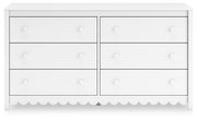 Ashley Furniture Hallityn Dresser with multiple drawers, light wood finish, and modern design for bedroom storage.