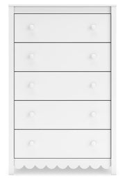 Ashley Furniture Hallityn chest of drawers with sleek wood finish and modern design, showing the front view with handles.