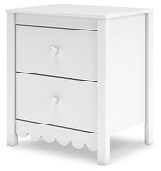 Ashley Furniture Hallityn nightstand with a dark wood finish, featuring a single drawer and open shelf for bedroom storage.