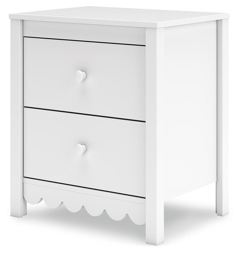 Ashley Furniture Hallityn nightstand with a dark wood finish, featuring a single drawer and open shelf for bedroom storage.