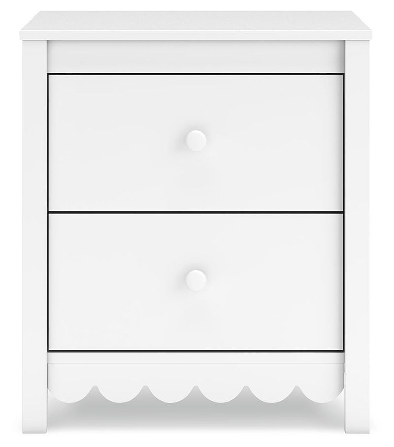 Ashley Furniture Hallityn nightstand with a dark wood finish and sleek top surface, featuring a contemporary design.