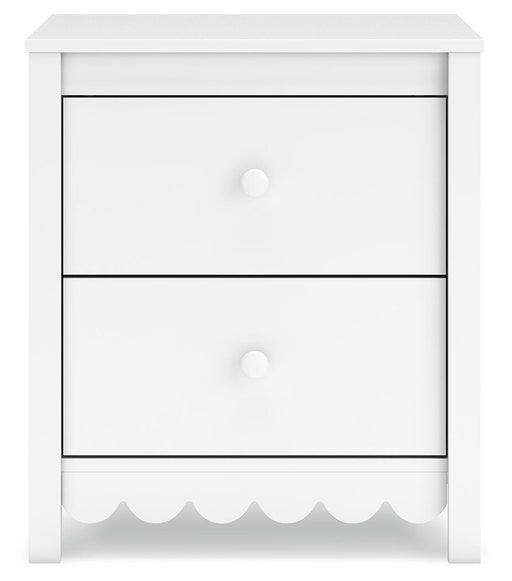 Ashley Furniture Hallityn nightstand with a dark wood finish and sleek top surface, featuring a contemporary design.