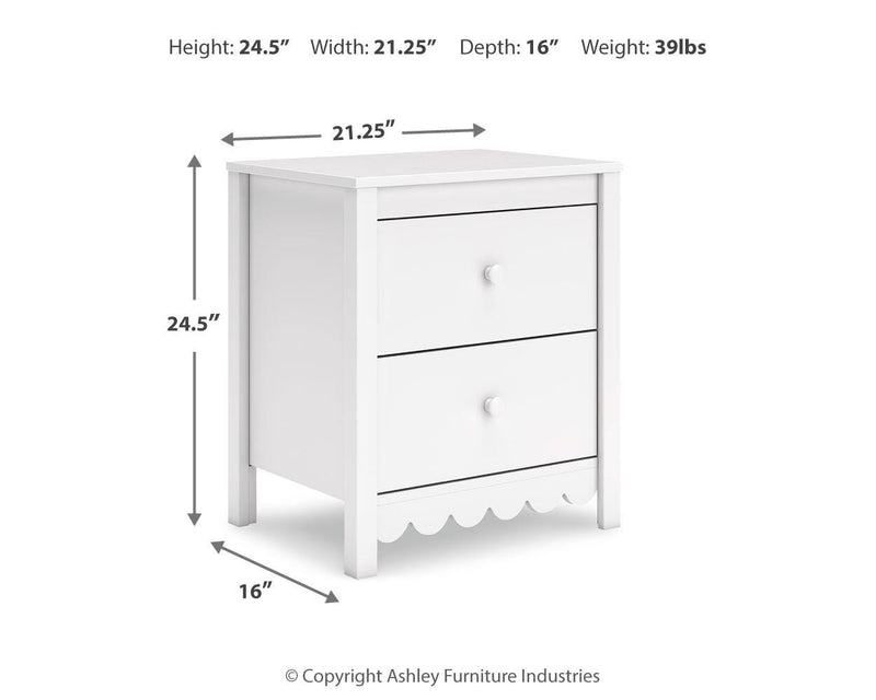 Ashley Furniture Hallityn nightstand with a dark wood finish and modern design, featuring a single drawer and open shelf.