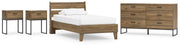 Ashley Furniture Deanlow bedroom set with a modern bed frame, matching nightstands, and dresser in a stylish bedroom arrangement.