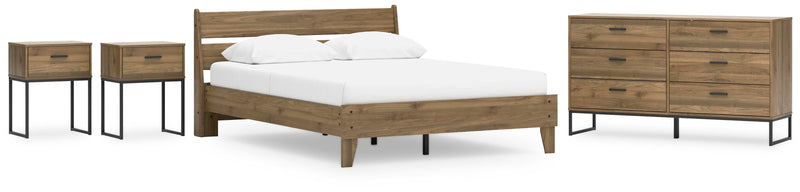 Ashley Furniture Deanlow bedroom set with a bed frame, nightstands, and dresser in a modern bedroom scene.