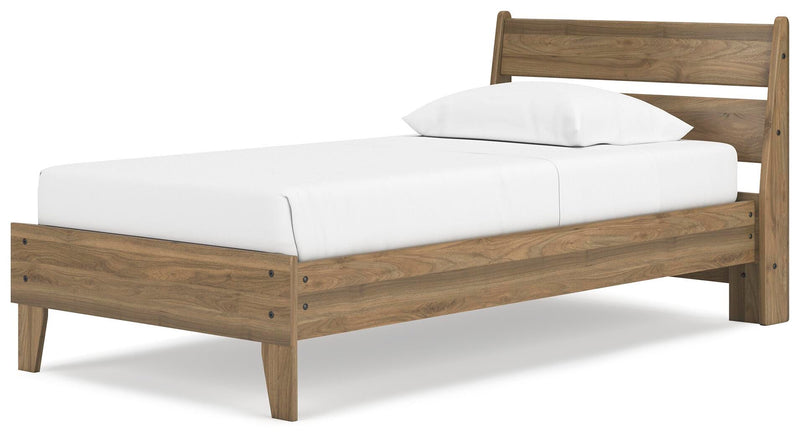 Ashley Furniture Deanlow bedroom set with a bed, nightstands, and dresser in a modern bedroom scene.
