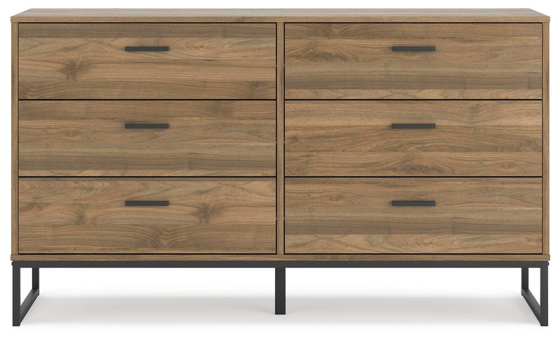 Ashley Furniture Deanlow bedroom set with a headboard, dresser, and nightstands in a modern bedroom scene.