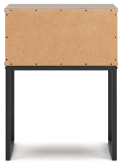 Ashley Furniture Deanlow nightstand with dark wood finish and modern design, featuring a single drawer and open shelf.