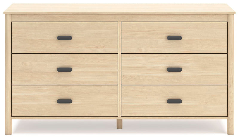 Ashley Furniture Cabinella Dresser with sleek wood finish and multiple drawers, shown from the front in a close-up view.