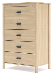 Ashley Furniture Cabinella Chest of Drawers, angled view showing wood finish and multiple drawers for bedroom storage.
