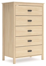 Ashley Furniture Cabinella Chest of Drawers, angled view showing wood finish and multiple drawers for storage.
