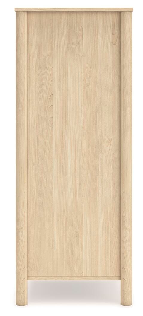 Side view of Ashley Furniture Cabinella Chest of Drawers, showcasing its wooden finish and multiple storage drawers.