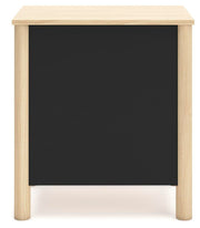 Ashley Furniture Cabinella nightstand with a dark wood finish and modern design, featuring a single drawer and open shelf.