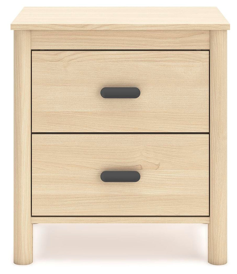 Ashley Furniture Cabinella nightstand with a wood finish, featuring a single drawer and open shelf for bedroom storage.
