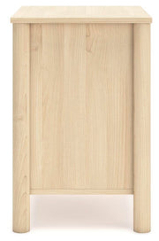 Ashley Furniture Cabinella Nightstand with a dark wood finish and modern design, shown from a side view.