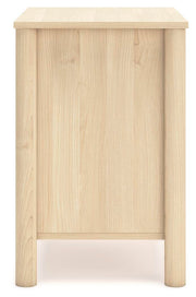 Ashley Furniture Cabinella Nightstand with a dark wood finish and modern design, featuring a single drawer and open shelf.