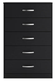 Ashley Furniture Finch chest of drawers with sleek wood finish and modern design, shown from a front head-on view.
