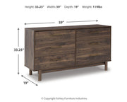 Ashley Furniture Calverson Dresser with multiple drawers, dark wood finish, and classic design for bedroom storage.
