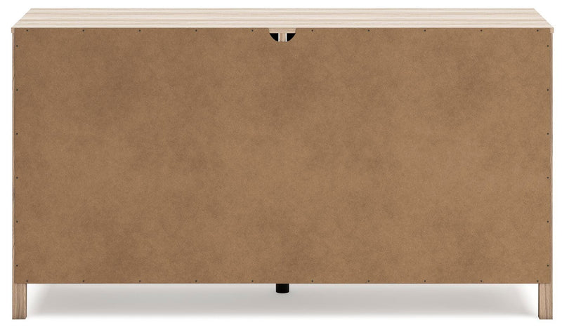 Back view of the Ashley Furniture Battelle Dresser showing dark wood finish and sleek modern design.