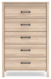 Ashley Furniture Battelle Chest of Drawers showing a sleek wooden chest with multiple drawers and modern hardware.