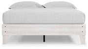Ashley Furniture Shawburn Queen Platform Bed with a sleek headboard and modern design, shown in a head-on view.