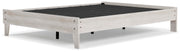 Ashley Furniture Shawburn Queen Platform Bed with sleek wooden frame and modern design, shown from an angled perspective.