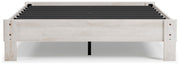 Ashley Furniture Shawburn Queen platform bed with headboard and footboard, showcasing dark wood finish and modern design