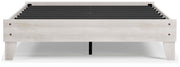 Ashley Furniture Shawburn Queen Platform Bed with headboard, showcasing a modern design in a natural wood finish.