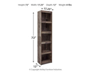 Ashley Furniture Derekson Pier TV stand with open shelves and storage compartments, made of dark wood.