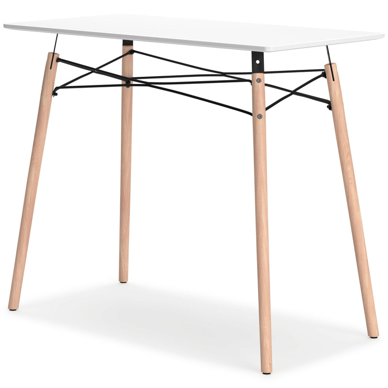 Ashley Furniture Jaspeni home office desk shown from an angled view, featuring a spacious workspace and modern design.
