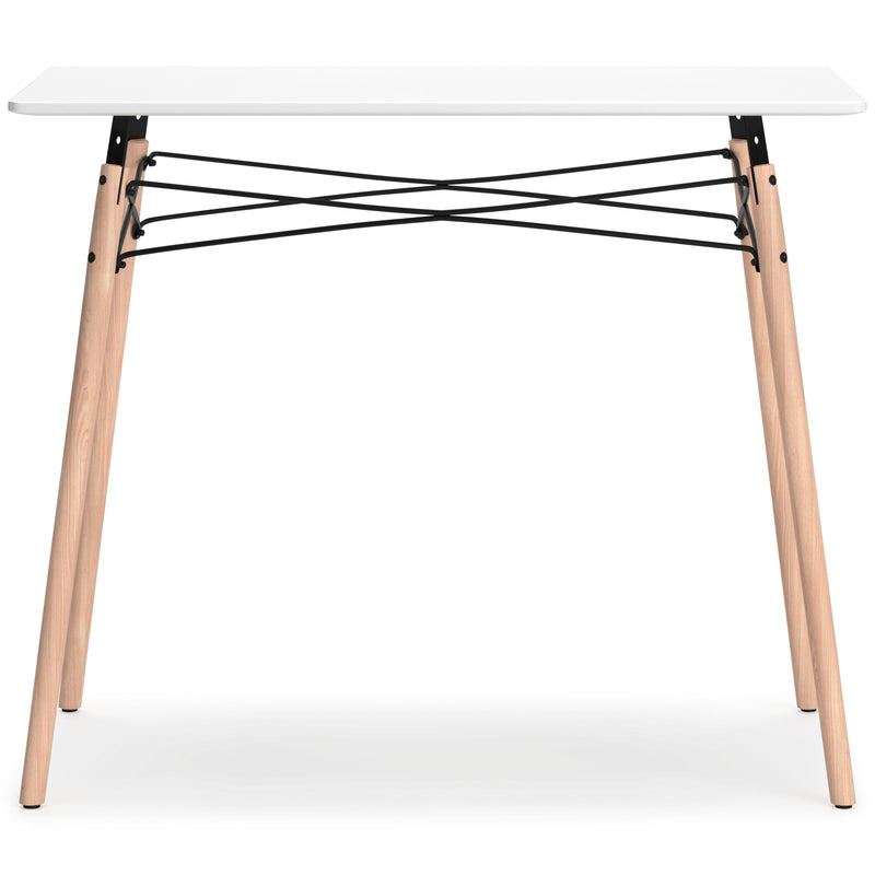 Ashley Furniture Jaspeni home office desk with a sleek wooden surface and sturdy legs, designed for modern workspace comfort.