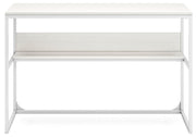 Ashley Furniture Deznee home office desk shown from a head-on angle, featuring a spacious work surface and modern design.
