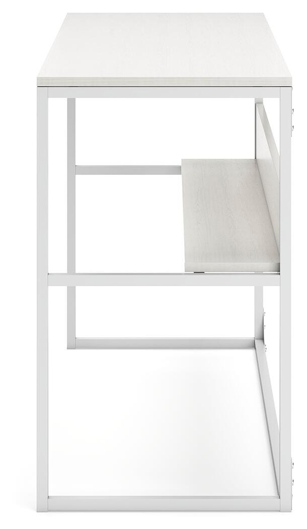 Ashley Furniture Deznee home office desk with a sleek wood finish, featuring a spacious work surface and modern design.
