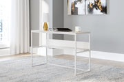 Ashley Furniture Deznee home office desk with wood finish, featuring a spacious work surface and modern design.