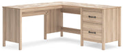 Ashley Furniture Battelle 60-inch home office desk with return, featuring a sleek wood finish and modern design, shown at an angle.