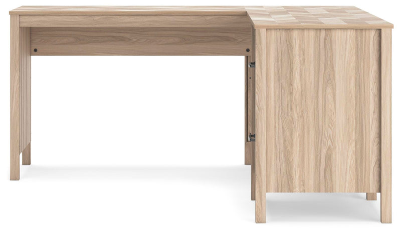 Ashley Furniture Battelle 60-inch home office desk with return, featuring a sleek wood finish and spacious workspace.