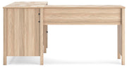 Ashley Furniture Battelle 60-inch home office desk with return, featuring a modern wood finish and spacious workspace.