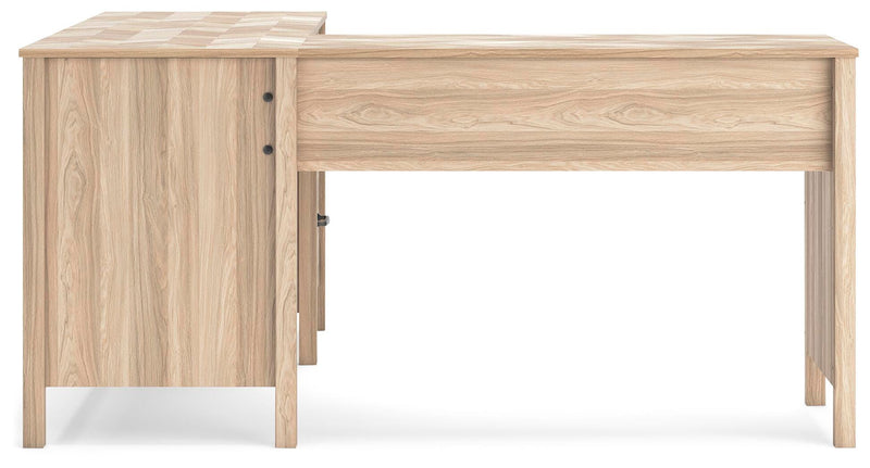 Ashley Furniture Battelle 60-inch home office desk with return, featuring a modern wood finish and spacious workspace.