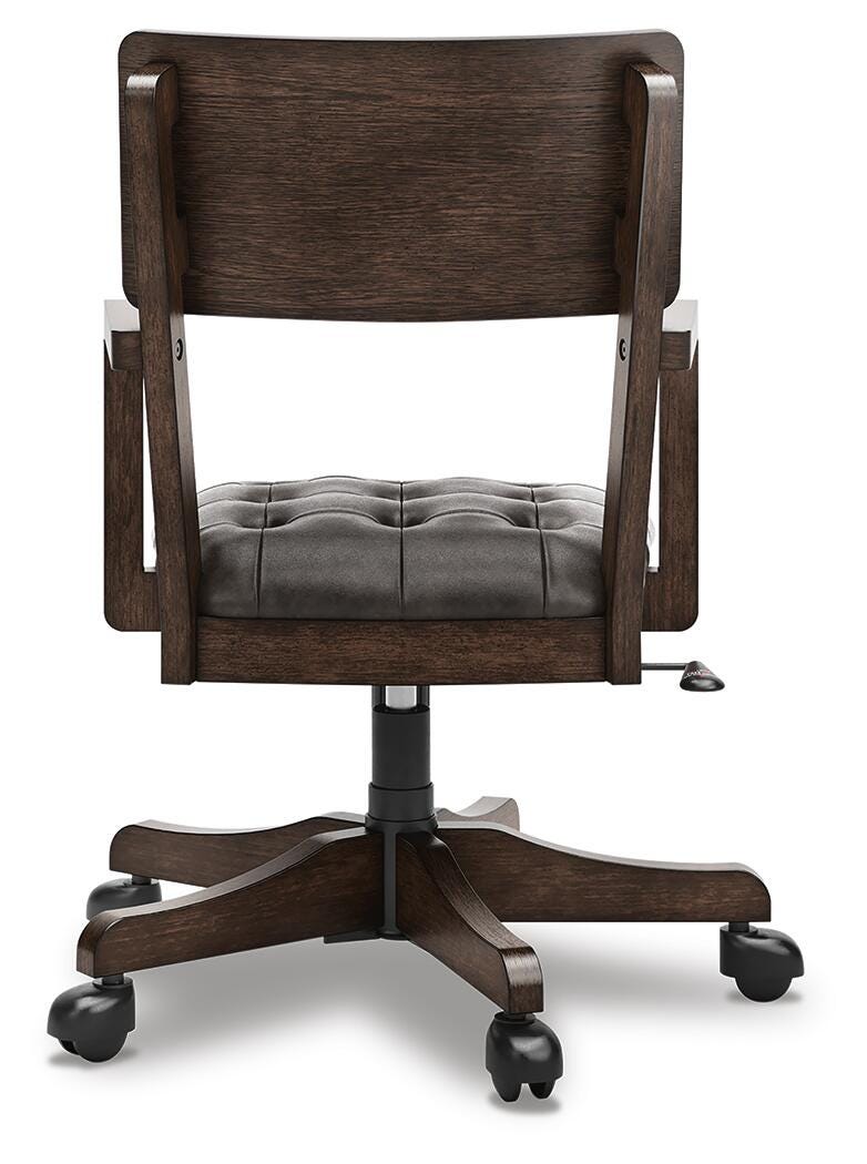 Ashley Furniture Breckington home office set with matching desk and ergonomic chair in a modern wood finish.