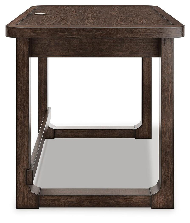 Ashley Furniture Breckington Home Office Set with desk and matching side shelves, featuring a classic wood finish and modern design.