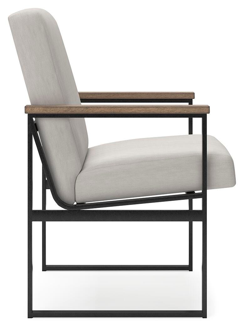 Ashley Furniture Montia Home Office Set with desk, chair, and storage in a modern design, shown from a side angle.