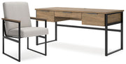 Ashley Furniture Montia Home Office Set featuring a desk and storage cabinet in a modern design.