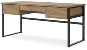 Ashley Furniture Montia Home Office Set with desk and matching storage, shown from an angled view.